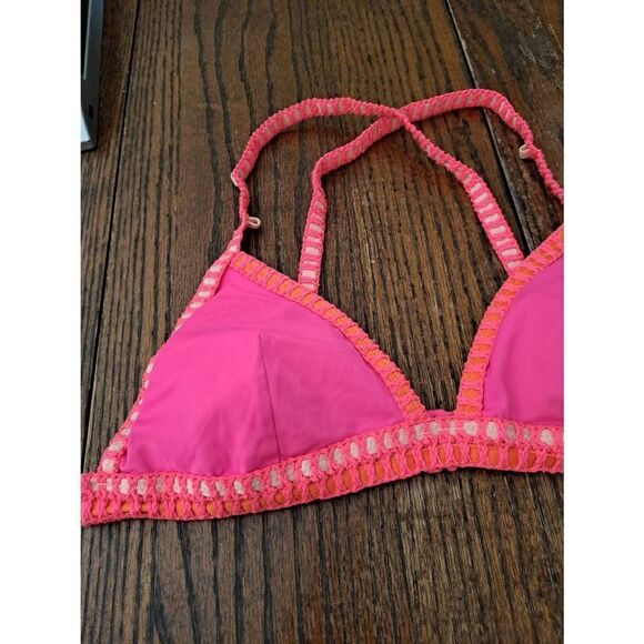 Large Victoria Secret Knit Ribbon Criss Cross Strap Push Up Bikini Swim Top - Picture 2 of 5